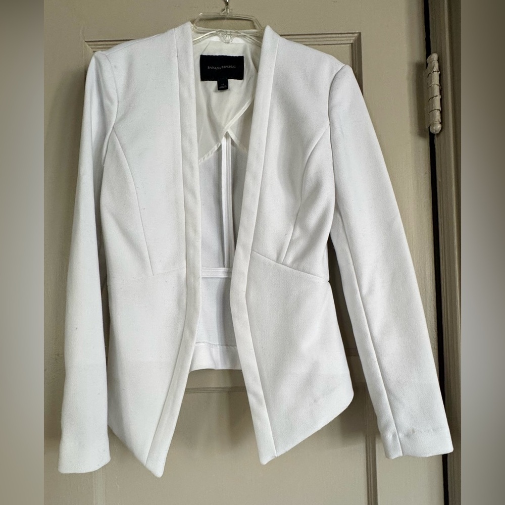 Banana Republic Cutaway Soft Open Blazer White, Size 0
